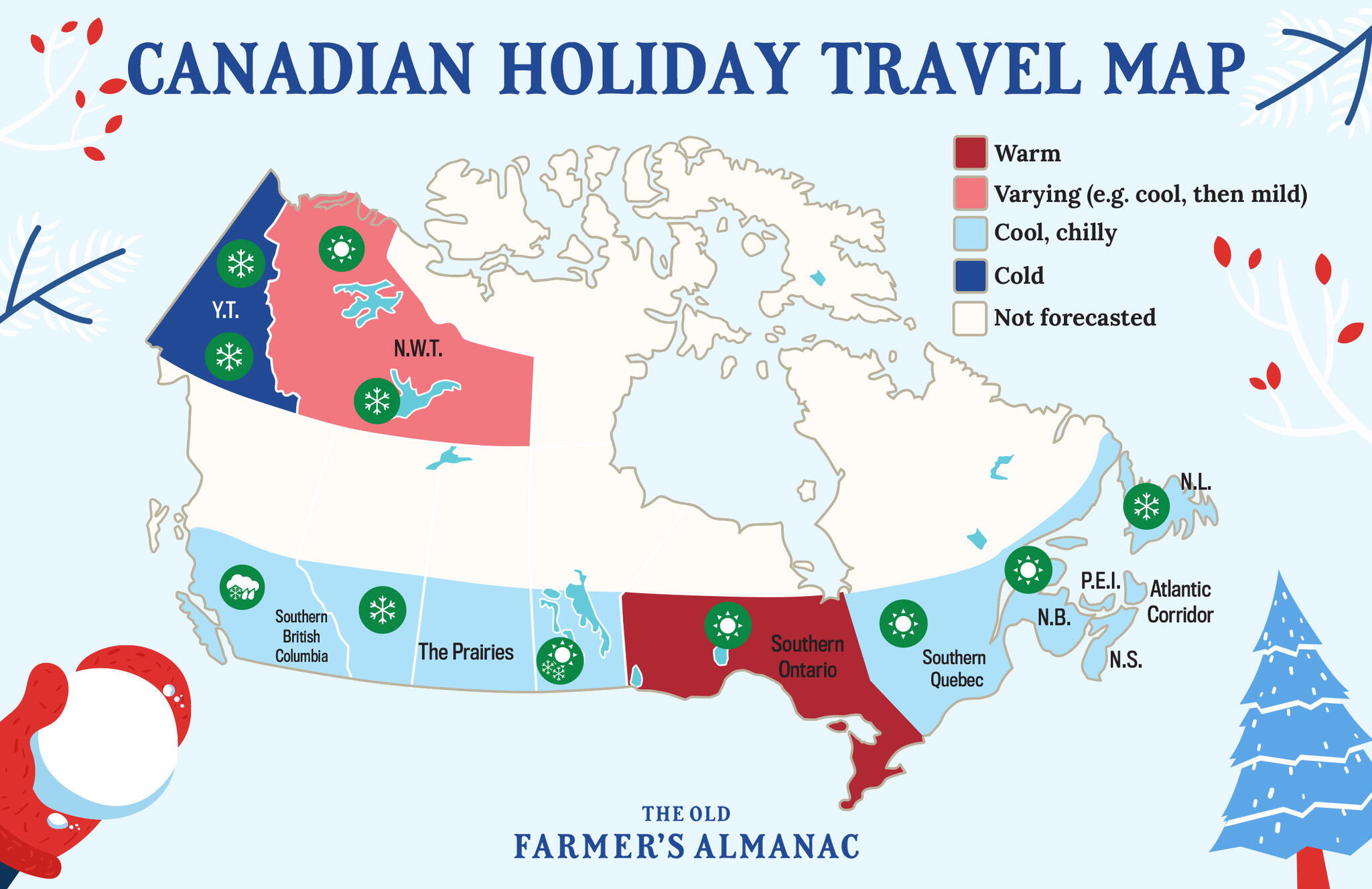 Canada's December Weather Map for Christmas Travel